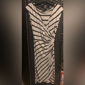 le chateau Gray and Black Striped Midi Dress